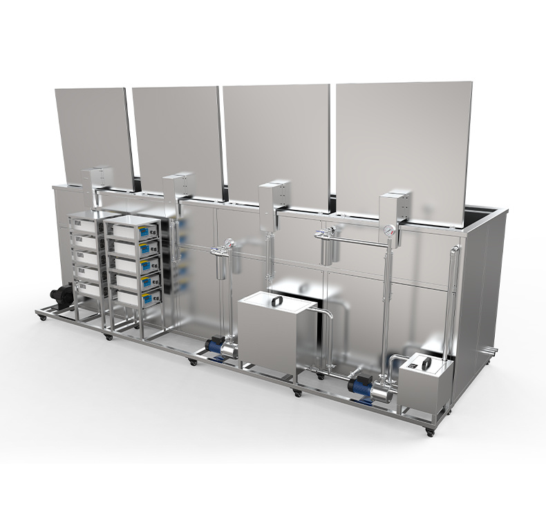 冠博仕 GF4-2480PLH 工業四槽超聲波清洗機｜88L 48振頭五金模具汽修去油除銹過濾漂洗噴淋烘干一體機