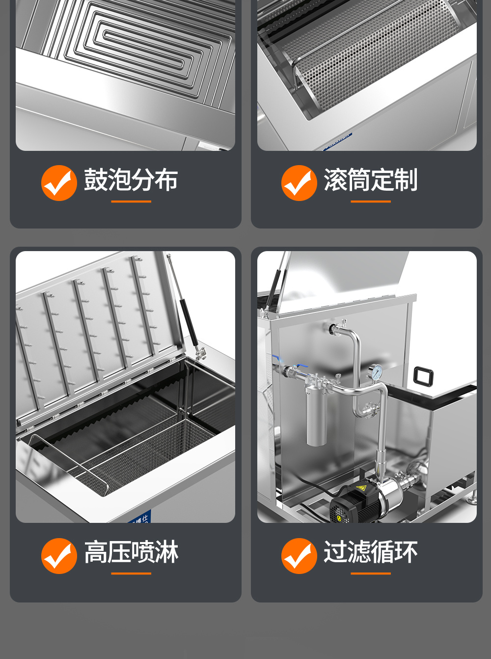 冠博仕GE72360H雙槽超聲波清洗機(jī)帶鼓風(fēng)烘干 | 360L/3600W | 高效去除油脂、鐵銹、油蠟、灰塵、切削液及氧化皮