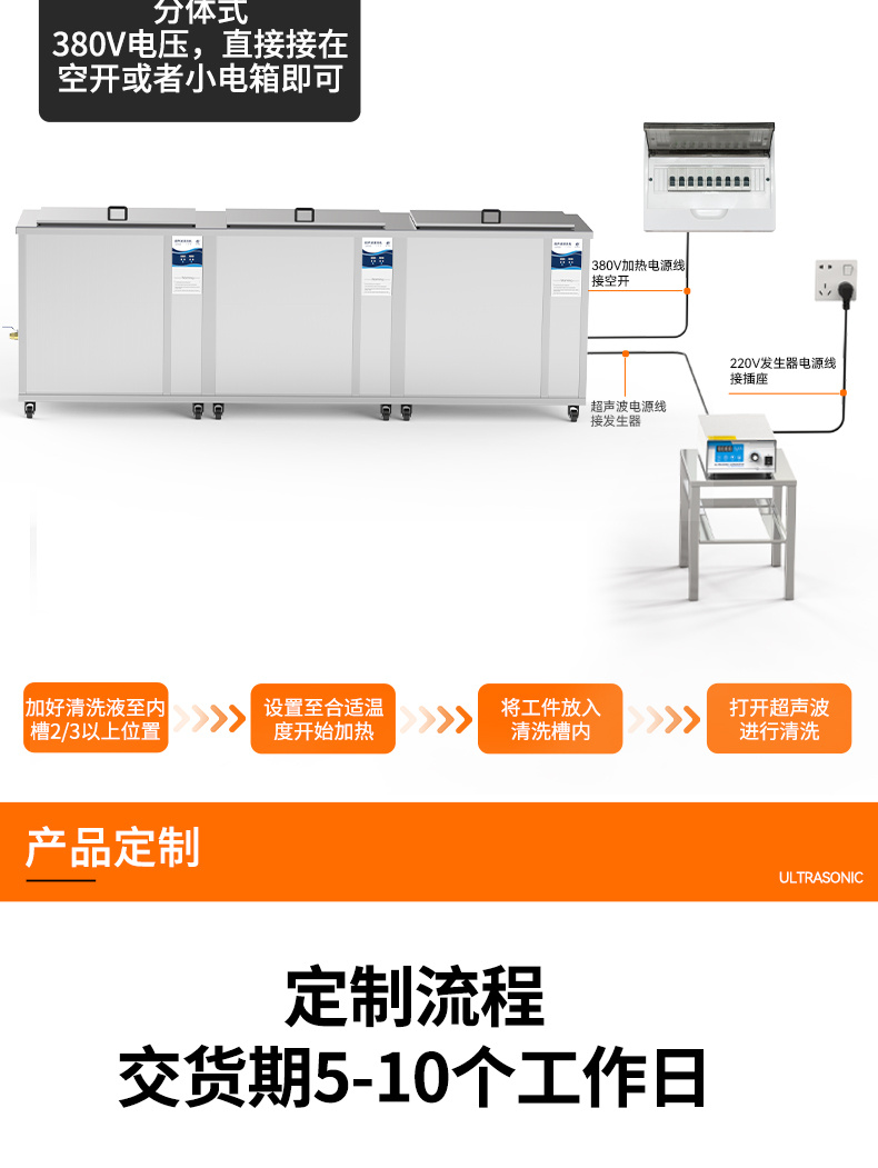 冠博仕GF48192HL三槽式過濾漂洗帶烘干超聲波清洗機 | 192L/2400W | 適用于模具油污、脫模劑及復雜型腔的深度清洗